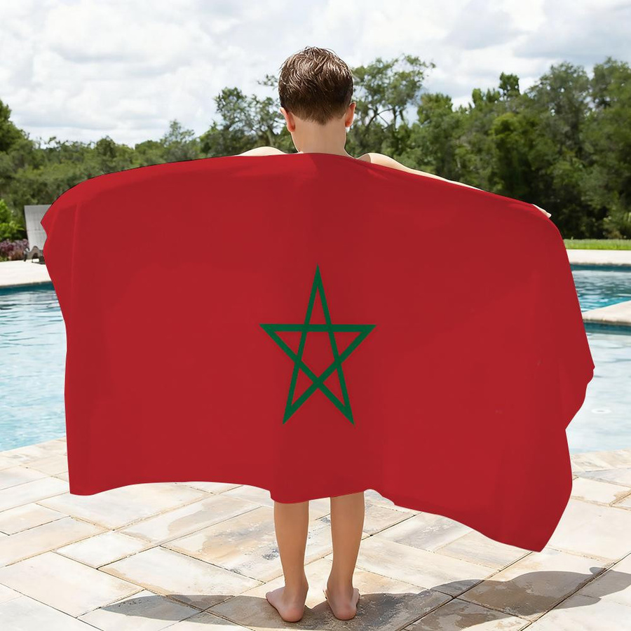 Creative Man Strandtuch Flagge von Marokko in Rot und Weiß, B: 100 cm, H: 180 cm - Bild 3