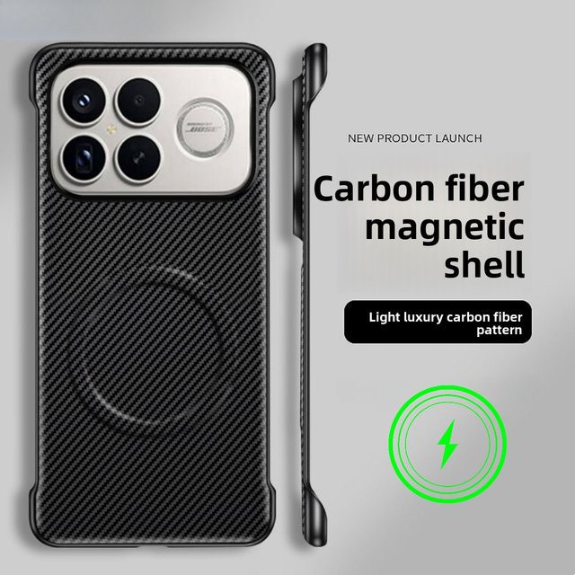 Schlanke Business Schutzhülle mit Carbon-Faser-Muster für POCO F8 Ultra Pro und F8 Pro, magnetisches Laden, Farben: Schwarz und Blau - Bild 1
