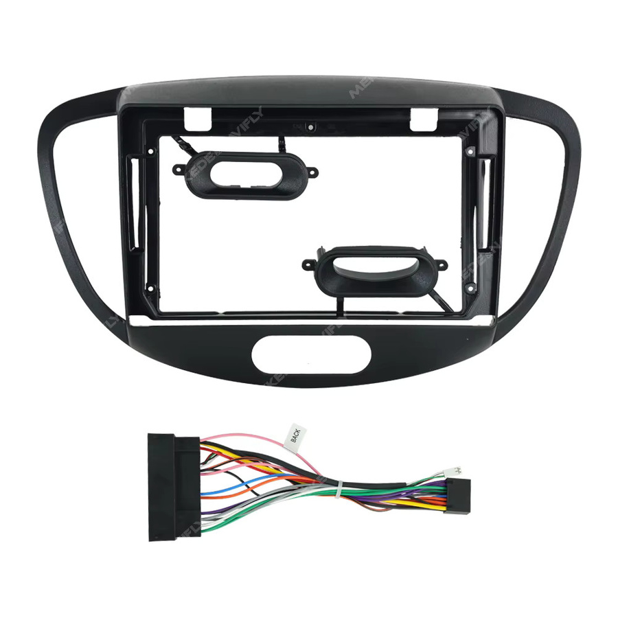MEKEDE 9-Zoll Autoradio-Rahmen für Hyundai I10 2007-2013 in Schwarz inklusive Montageplatte und Kabelbaum - Bild 2