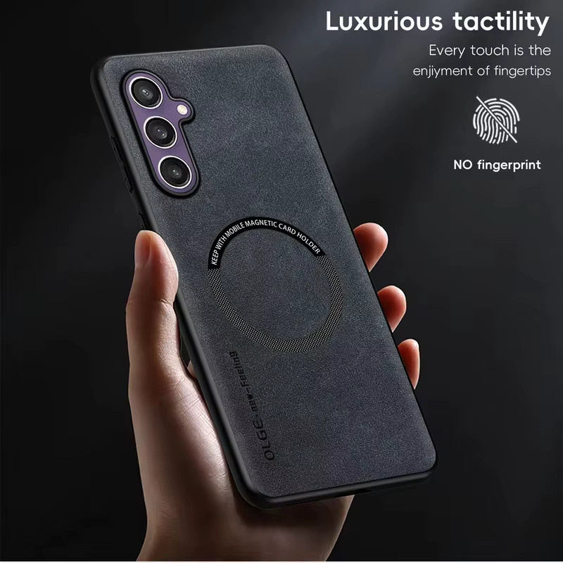 Luxus Leder Handyhülle mit magnetischer Halterung für Samsung Galaxy A56 A36 A26 A16 A55 A35 A25 A15 A54 A34 in Schwarz - Bild 4