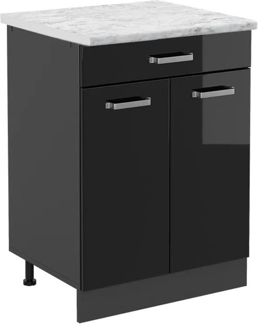 Vicco Küchenunterschrank R-Line Schwarz Hochglanz Anthrazit B: 60 cm, H: 81,6 cm, T: 46 cm - Bild 1