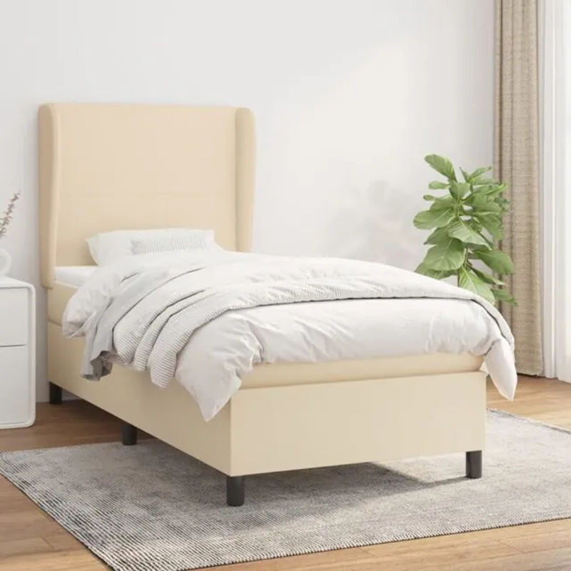 vidaxl Boxspringbett mit Matratze aus Stoff in Creme und Beige, B/T: 80 x 200 cm - Bild 1