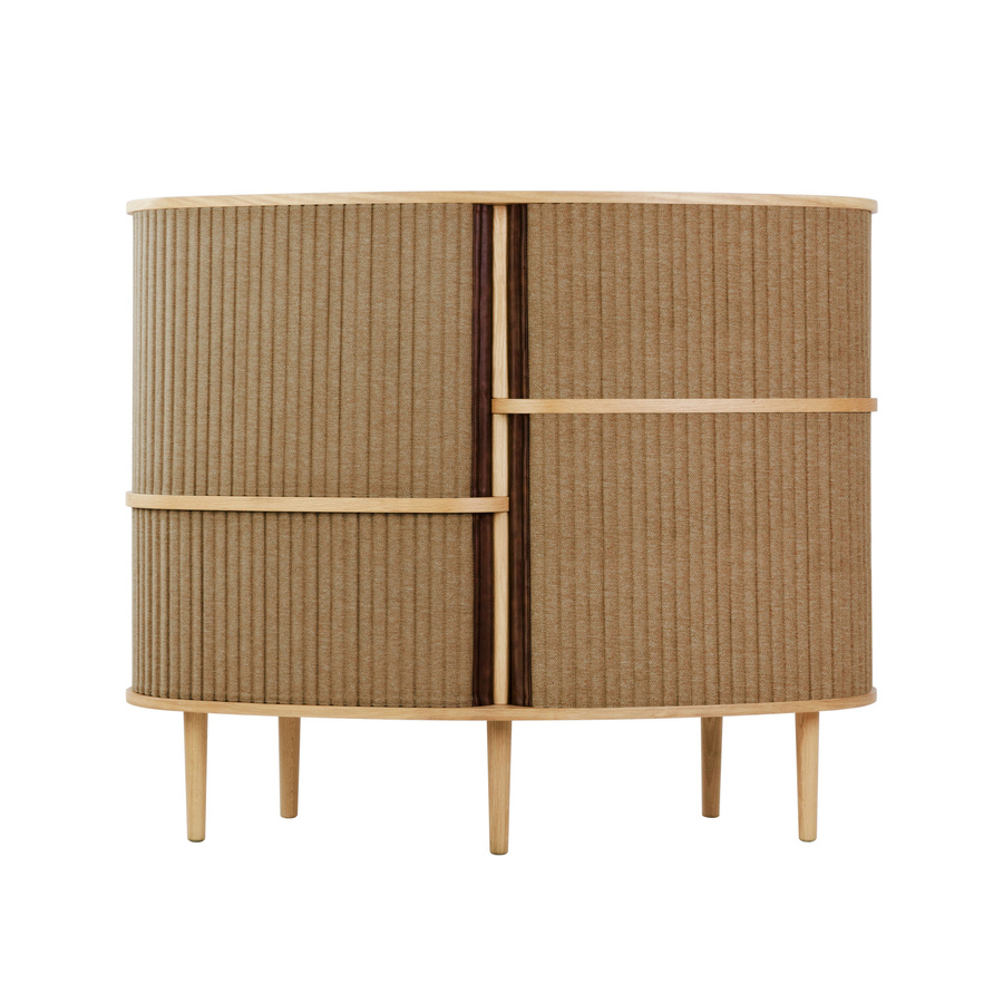 UMAGE Audacious Highboard in Braun mit Schiebetüren aus Stoff und internen Regalen - Bild 2