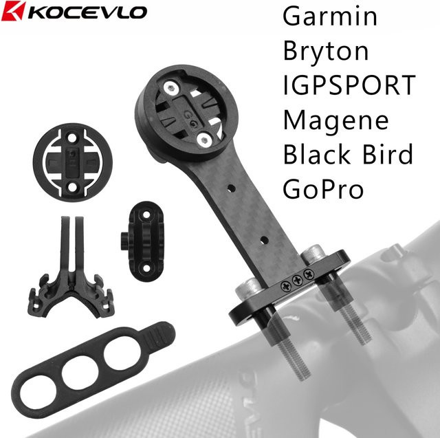 KOCEVLO Carbon Fahrrad Vorbau Verlängerung mit Computer Halterung für GPS und Kamera in Schwarz - Bild 1