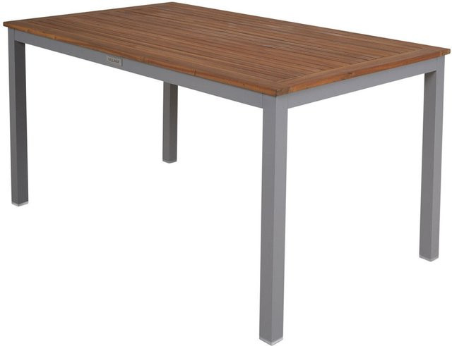 Villana Victoria Gartentisch aus Aluminium und Akazienholz in Silber und Braun, B/T/H: 150 x 90 x 74 cm - Bild 1