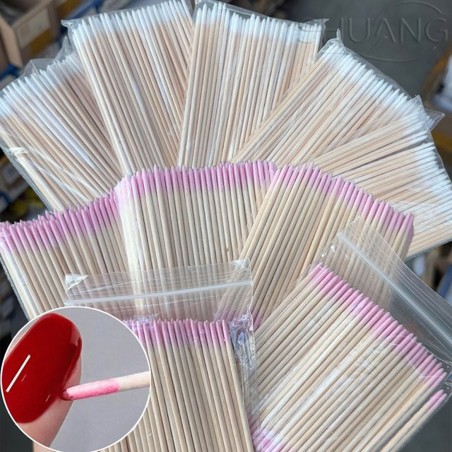 Holz Baumwolle Tupfer Nagel Reinigung Sticks, Rosa Weiß - Bild 1