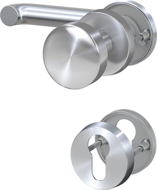 BASI Rosetten-Garnitur aus Edelstahl in Silber, U-Form mit Lochung für Profilzylinder, Rechts, B/H/T: 220 x 170 x 65 mm - Bild 1