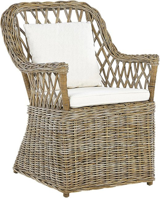 Beliani Sessel aus Rattan und Holz in Beige und Weiss, B/T/H: 75 x 61 x 90 cm - Bild 1