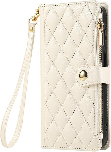 Leder Portemonnaie Hülle mit Reißverschluss für Samsung Galaxy S26 S25 Ultra S24 FE S23 S22 S21 Plus A15 A16 A36 A56 A35 A55 A54 A34 in Weiß - Bild 1