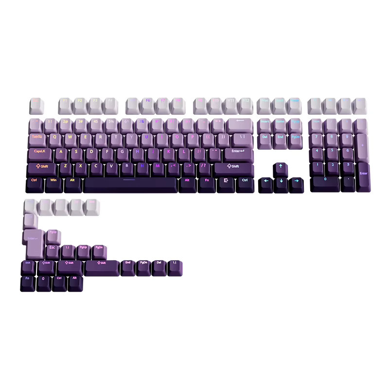 PBT Double Shot Tastenkappen Set mit 134 Tasten in Lavendel-Lila und Schwarz, OEM-Profil, transluzent, passend für mechanische Gamer-Tastaturen mit MX Switches - Bild 4