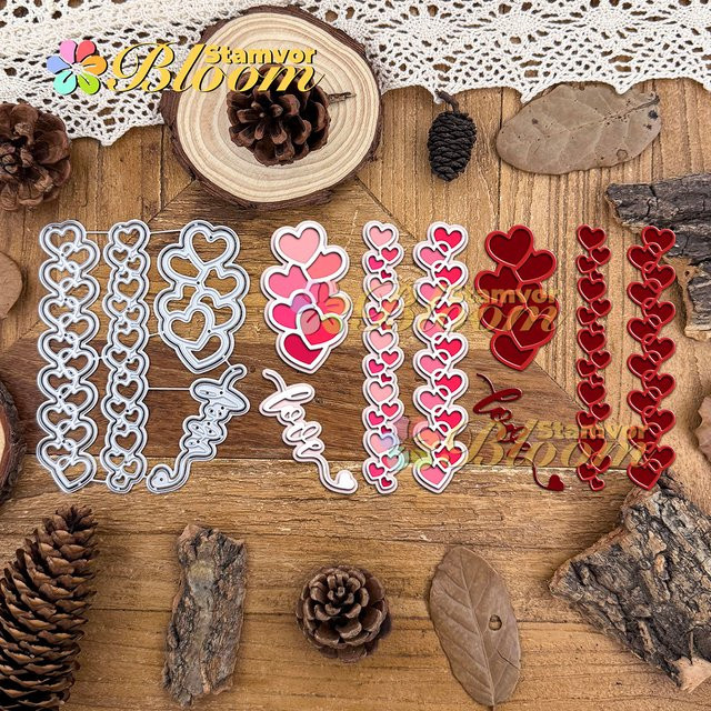 Silberne Metall-Stanzform mit Spitzenrand für Valentinstag Scrapbooking und dekorative Prägung - Bild 1