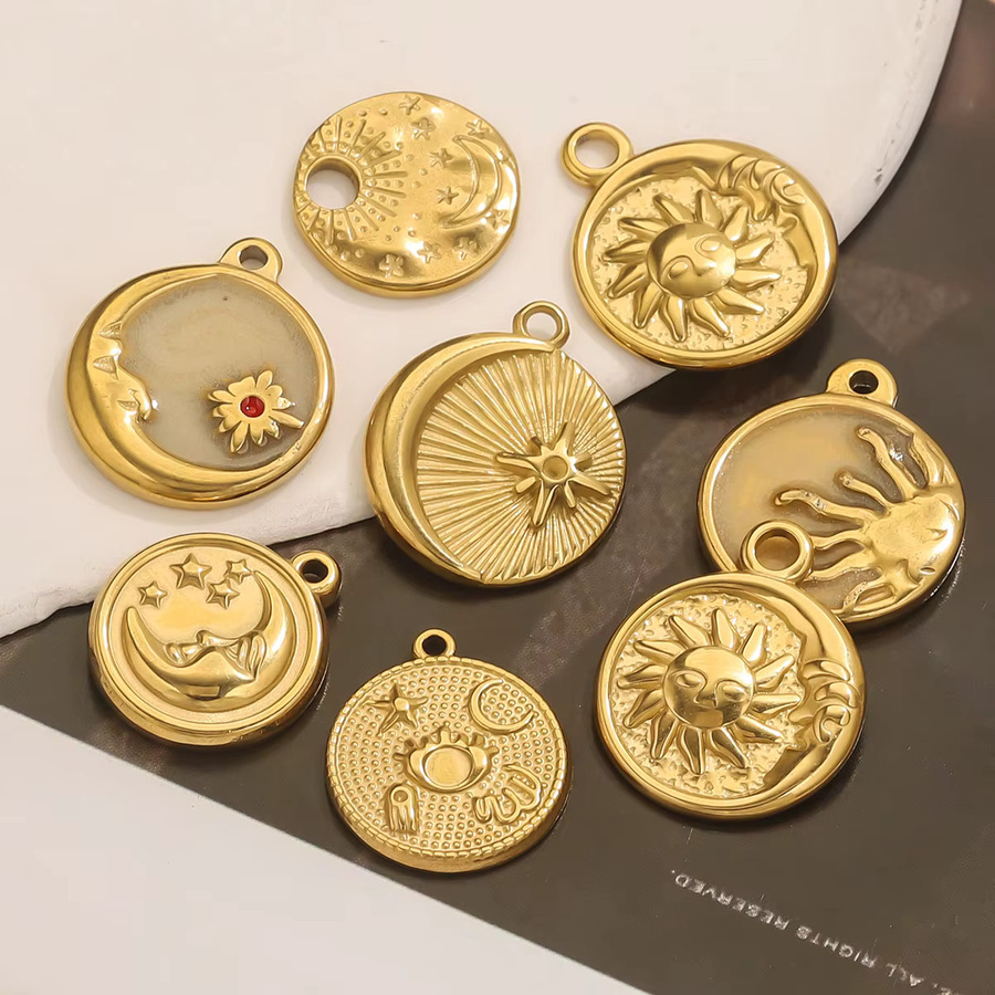 Elomia Anhänger Sonne Mond, Edelstahl, Gold, Damen - Bild 2