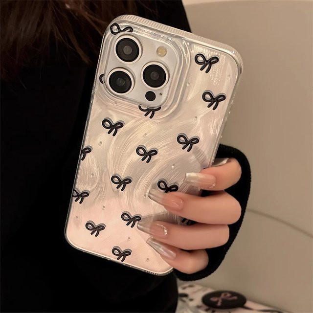 FunYudas Luxus iPhone Hülle mit Laser-Silber-Schleifenknoten und stoßfestem Bumper - Bild 1