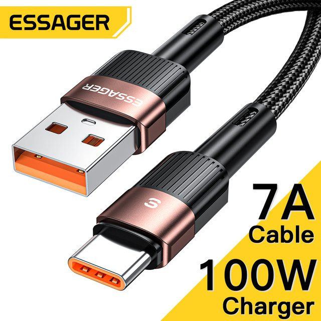 Essager USB Typ C Kabel 100W Schnellladekabel in Schwarz für Realme Huawei Samsung OnePlus und Poco - Bild 1