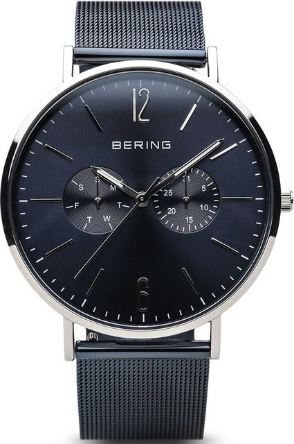 Bering Herrenuhr, Quarz, Edelstahl, Blau, 40 mm, 3 ATM - Bild 1