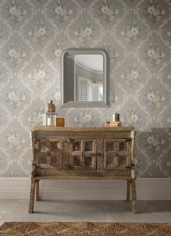 Osborne & Little Tapete Matthew Williamson Almudaina Floral Botanical Non-Woven Grau und Gelb - Bild 2