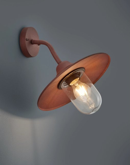 Trio Außenwandleuchte Brenta im Vintage Design in Rostfarben mit Glas - Bild 1