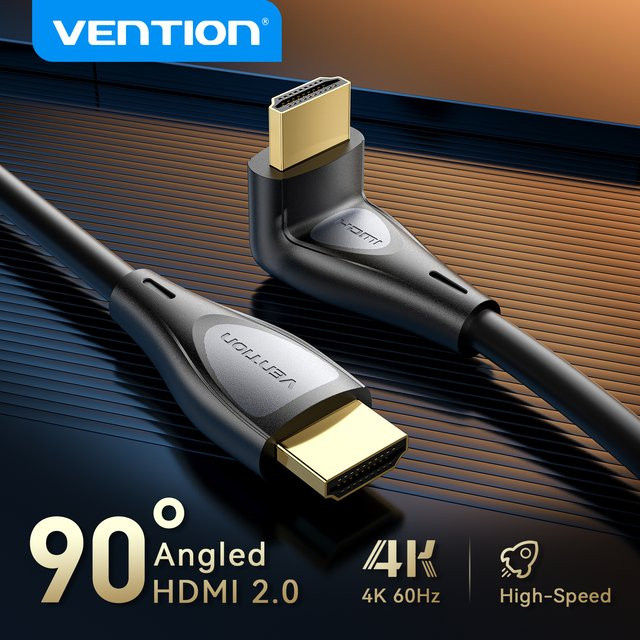 Vention Abgewinkeltes HDMI 2.0 Kabel 4K60Hz Ultra HD High-Speed-Kabel in Schwarz - Bild 1