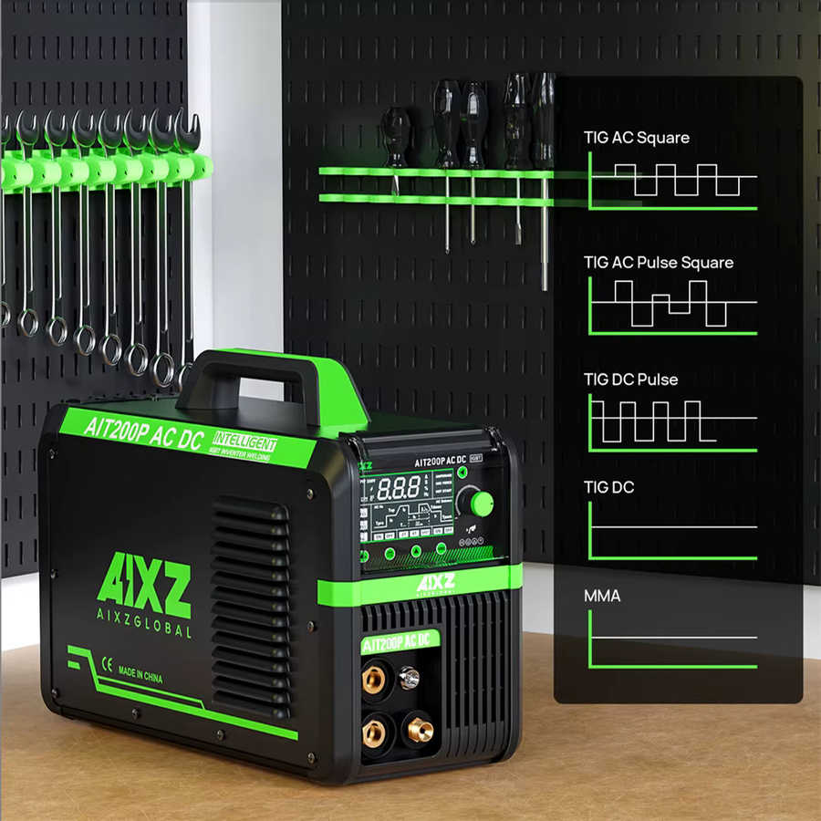 AIXZ 5-in-1 Multiprozess-Schweißgerät AIT200P, AC/DC TIG und MMA ARC Schweißgerät mit Puls-Funktion, 220V 200A, Schwarz - Bild 4