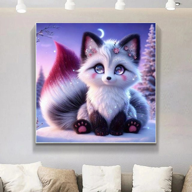 Potdemiel Diamond Painting Set Niedliche Katze und Fuchs mit Rundbohrern als 5D DIY Mosaik Kunsthandwerk in Multicolour - Bild 1