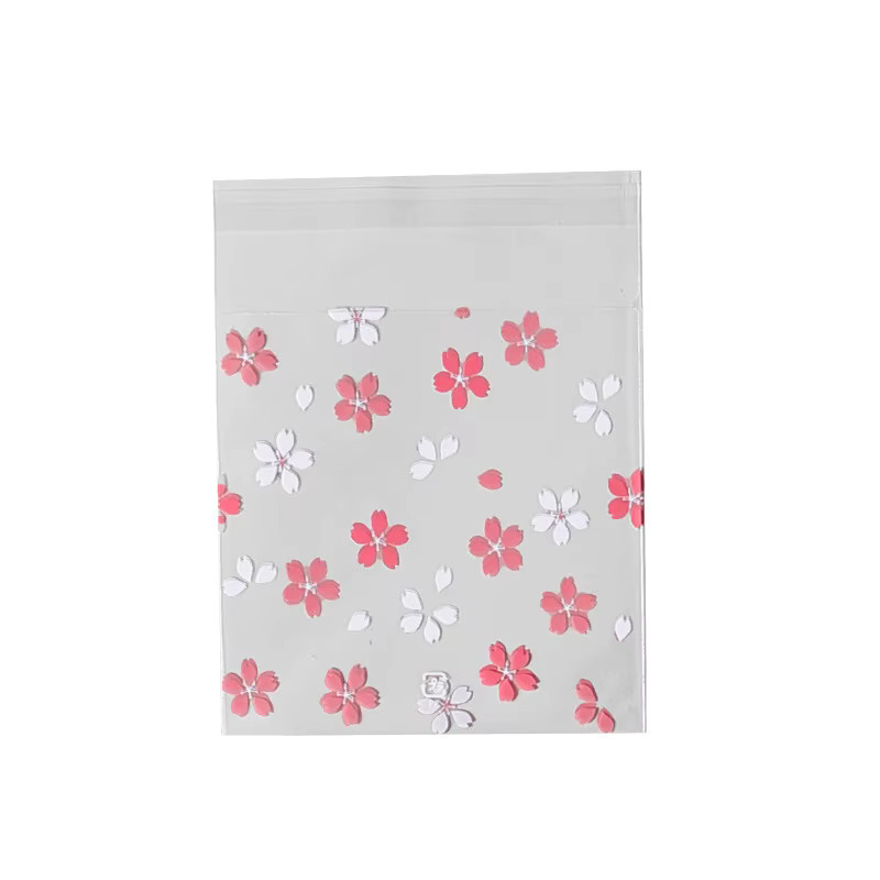 100 Stück selbstklebende Cartoon-Blumen-Kekstüten aus Kunststoff für Party und Hochzeit, B/H: 10 x 10 cm - Bild 2
