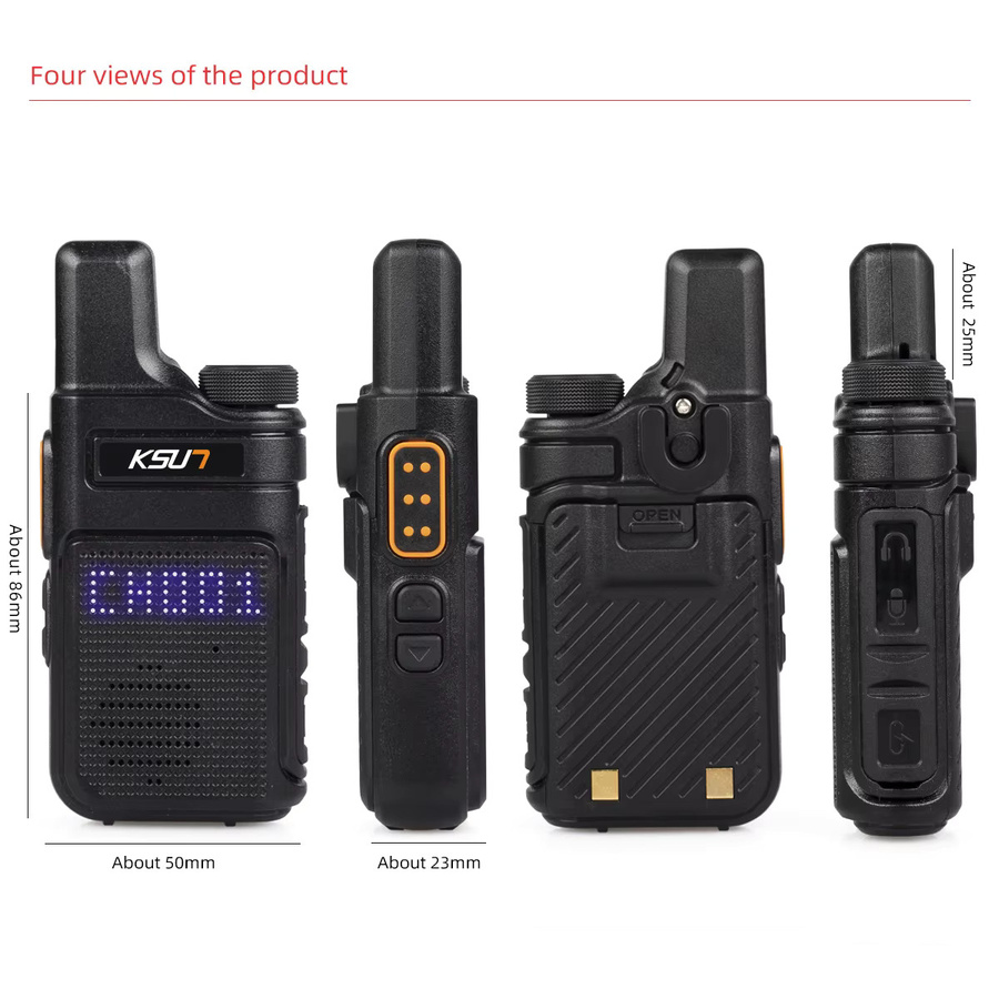 Ksut PMR446 Walkie Talkie Set, 2 Stück tragbare Zwei-Wege-Funkgeräte in Schwarz - Bild 3