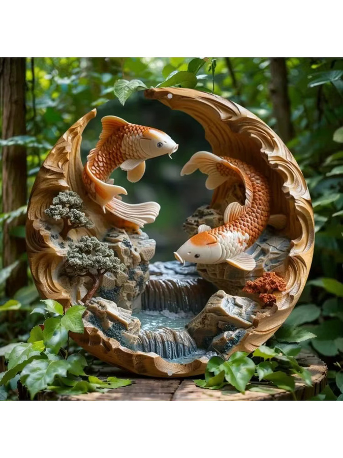 Potdemiel Runde Wandkunst aus Aluminium mit Koi-Motiv in Multicolour, Durchmesser: 20 cm - Bild 6