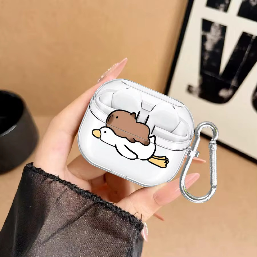 Transparente Cartoon-Enten Schutzhülle für Samsung Galaxy Buds 2, 3 FE, 3 Pro, Live und 4 Pro - Bild 3
