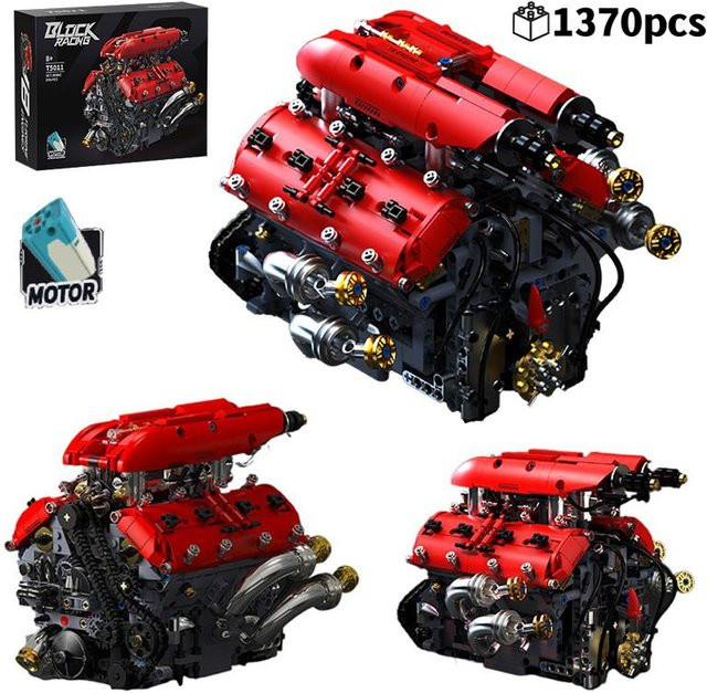 aafun V8 Turbo Motor Bausteine Motorisiert 1370 Teile 6–12 Jahre - Bild 1