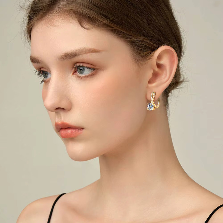 Taoyu Creolen, Moissanit, Silber, Gold, Damen - Bild 3
