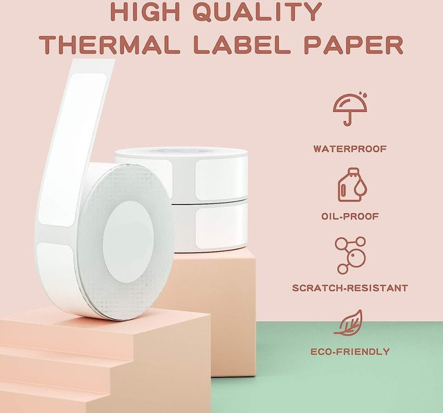 Marklife Thermo-Etikettenaufkleber weiß, 12 x 40 mm, 160 Stück pro Rolle, kompatibel mit Marklife P12 P15 M1 sowie Phomemo D30 Q30 und DELI Q2 Etikettierern - Bild 1