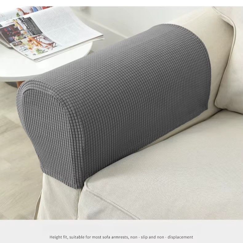 2er-Set YIHEIM Sofa-Armlehnen-Schutzhüllen aus Polarfleece in Weiß, elastisch und verstellbar - Bild 3