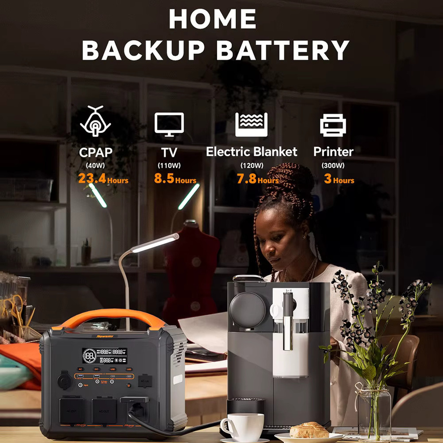 NEWSMY S1210 Tragbare Powerstation mit 1102,5Wh LiFeMnPo4 Batterie, 1200W Reine Sinuswelle und PD100W Ausgang - Bild 3