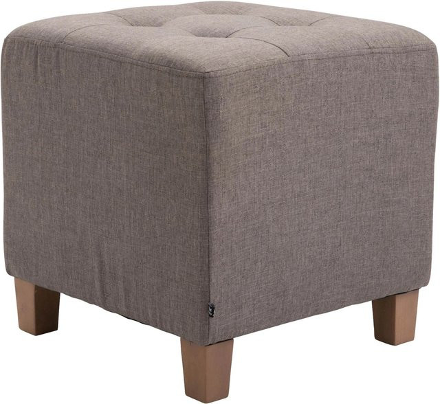 DELUKE Sitzhocker CELIS Polsterhocker aus Stoff in Taupe, B/T/H: 45 x 45 x 46 cm - Bild 1