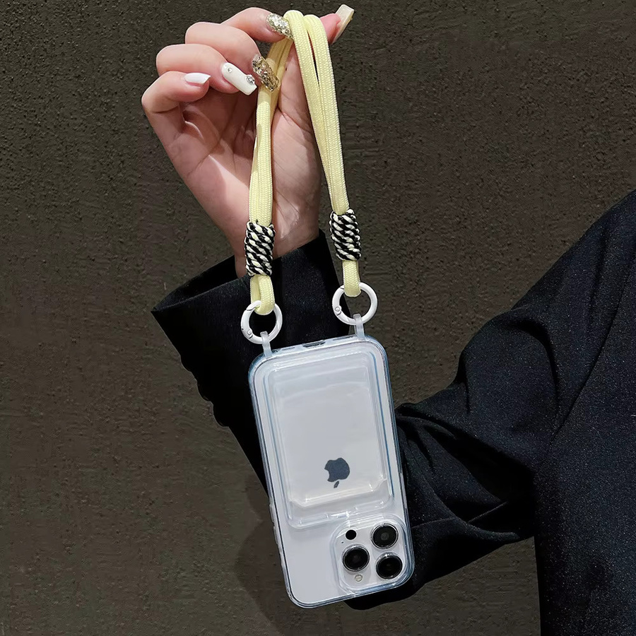 Transparente Stoßstange-Schutzhülle für iPhone 16 Pro Max 14 12 11 Plus XS XR 7 8 mit bunter Lanyard-Seilabdeckung in Multicolour - Bild 3