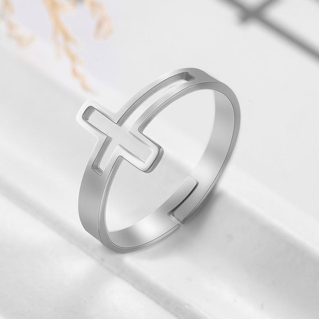 Verstellbare Ringe Edelstahl, Gold, Kreuz, Unisex - Bild 1