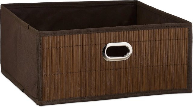 Relaxdays Aufbewahrungskorb aus Bambus, Braun, faltbar, B/T/H: 31 x 31 x 14 cm - Bild 1