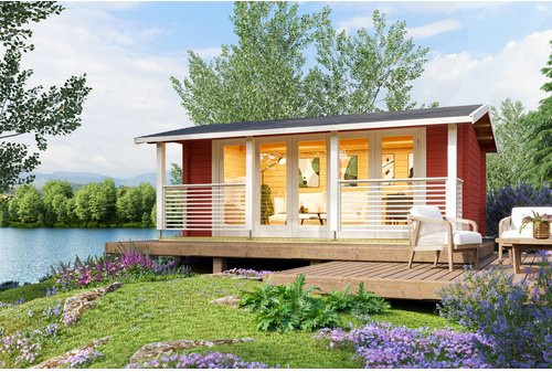 LASITA MAJA Gartenhaus Lyndhurst in Schwedenrot, B/H/T: 610 x 244,8 x 460 cm - Bild 1