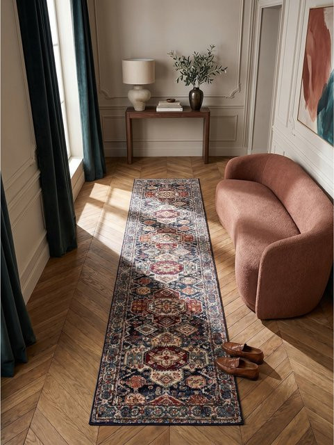 Läufer Berber Blau Kadima Design geometrisch aus Polypropylen B: 60 cm, L: 230 cm - Bild 1