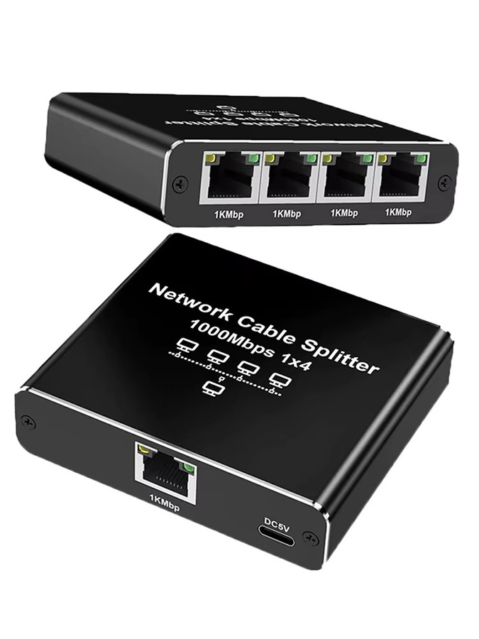 MZX 1-in-4-out Gigabit Netzwerk-Hub RJ45 Ethernet Splitter Verbinder 1000Mbps LAN Adapter in Schwarz - Bild 6