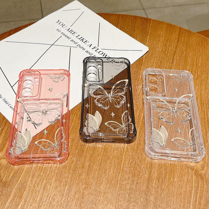 Yiran Handyhülle mit Gold Schmetterlingsdruck und Kartenfach für Samsung Galaxy S25 S24 S23 S22 Ultra S24 FE A56 A55 A35 A16 A15 5G aus transparentem TPU - Bild 2