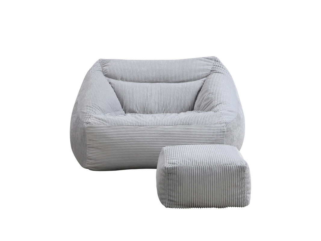 HOME DELUXE Sitzsack COZY mit Hocker in Hellgrau aus Cord und Samt - Bild 2