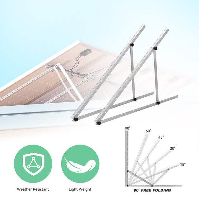 Rvpozwer Verstellbare Solarmodul-Neigungshalterungen mit klappbaren Neigungsbeinen für die Dachmontage an Wohnmobilen und Booten, Farbe: Silber - Bild 1
