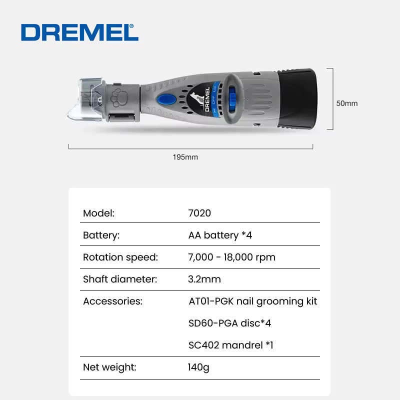 Dremel Nagelschleifer für Hunde und Katzen, batteriebetrieben, grau - Bild 6