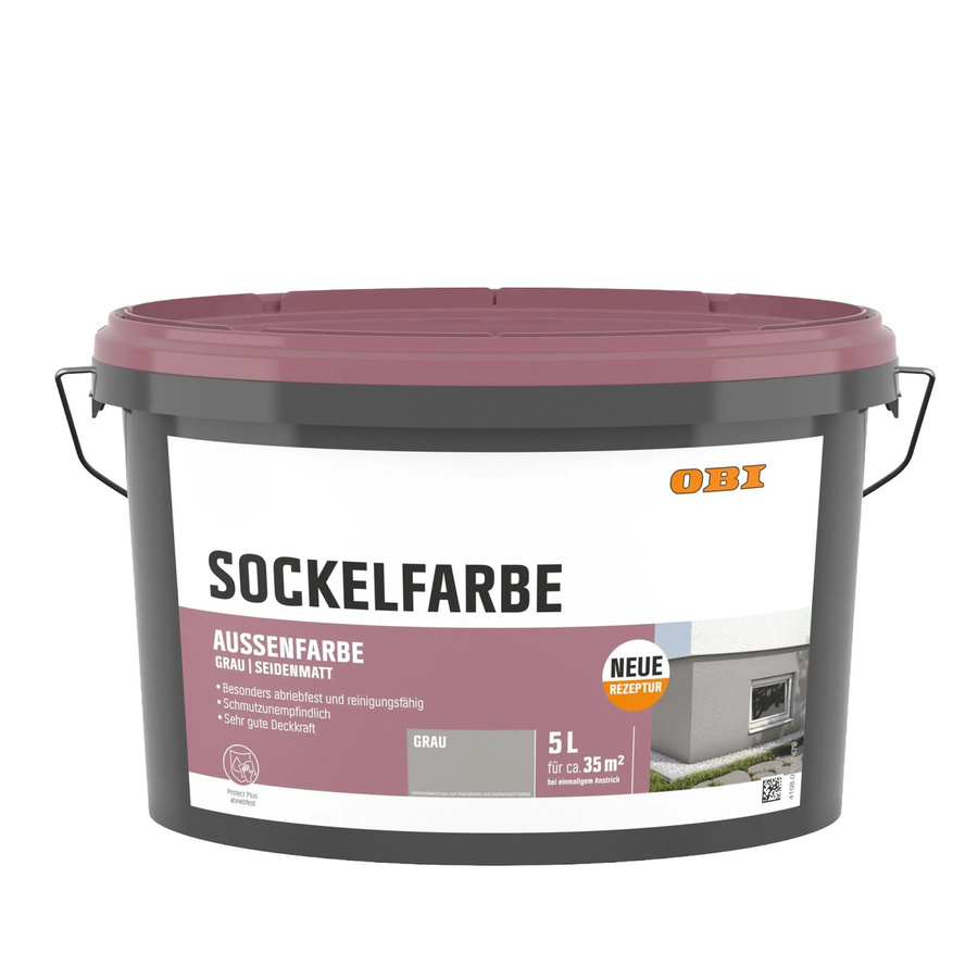 OBI Sockelfarbe Grau, Mauerwerk, Satinmatt, Dispersionsfarbe auf Wasserbasis, 5,0 l - Bild 2