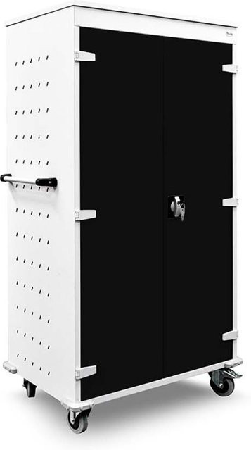 rotstahl Laptopwagen mit 26 Fächern, Korpus lichtgrau und schwarzer Front, B: 92 cm, H: 154 cm - Bild 1