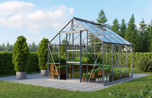 Vitavia Gewächshaus Meridian 6700 aus Aluminium mit 6,7 m² Fläche und 3 mm ESG-Glas - Bild 1