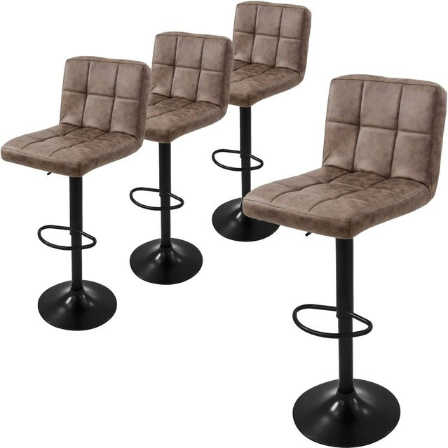 4er Set ML-Design Barhocker aus Kunstleder in Braun mit Rückenlehne und verstellbarer Höhe 63-83 cm - Bild 2