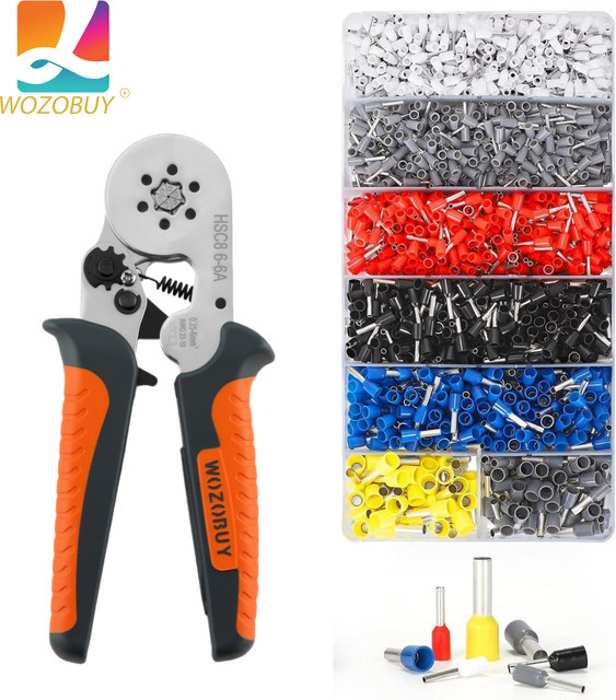 WOZOBUY Drahthülsen-Crimpzangen-Set, selbsteinstellende Ratschen-Crimpzange für Aderendhülsen, AWG 23–10, 0,25–6 mm2 - Bild 1