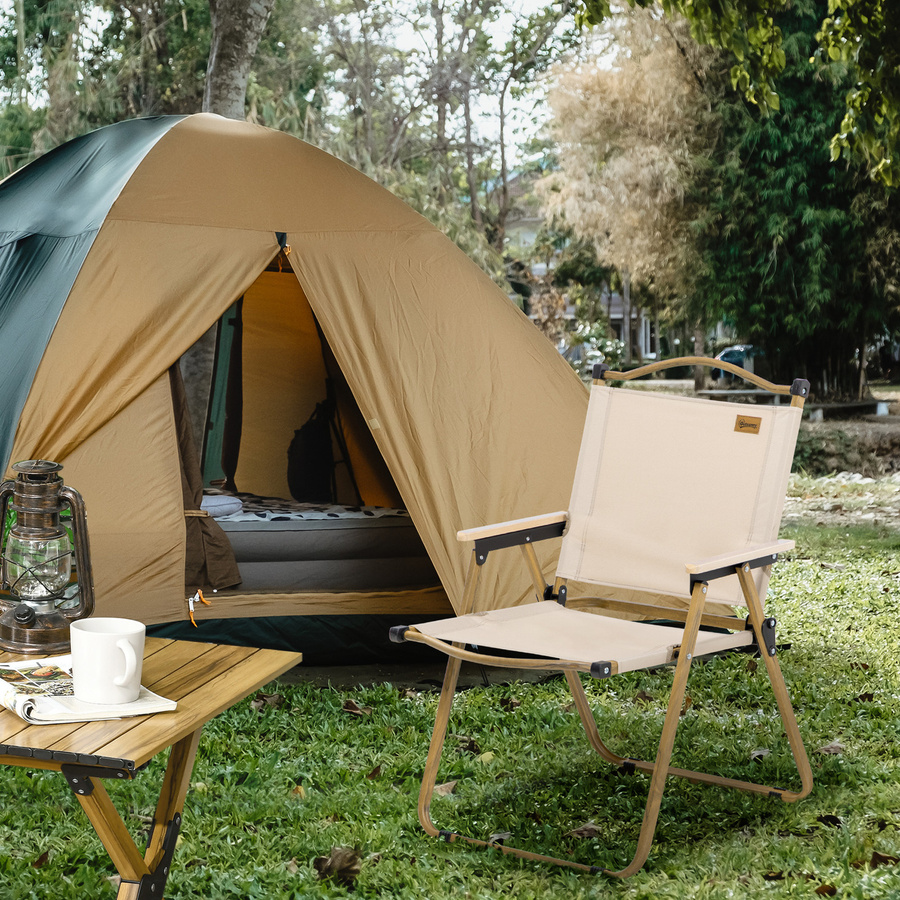 Outsunny Campingstuhl faltbarer Anglerstuhl mit Armlehnen aus Oxford-Gewebe und Stahlkonstruktion, Farbe: Beige, B/T/H: 54 x 59 x 78 cm - Bild 2